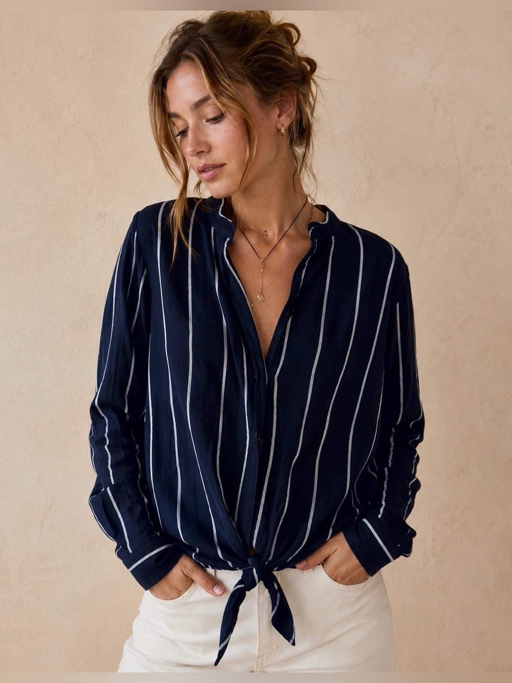 Rails Ava Livorno Tie-Front Blouse - Size Small